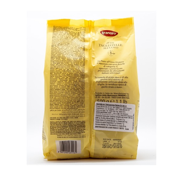 Pasta Tagliatelle Al Huevo Granoro 500 g Paquete de 2 Piezas
