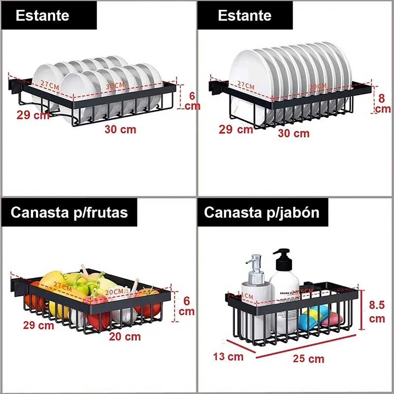 Escurridor De Trastes Ajustable Para Cocina 85cm A 100cm Acero Inoxidable