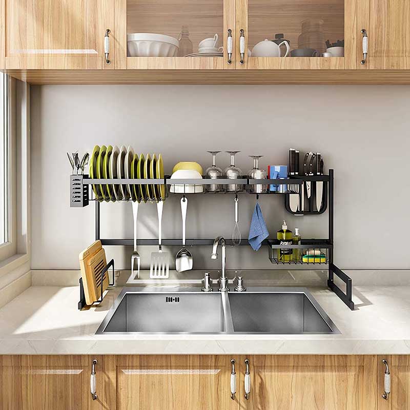 Escurridor De Trastes Ajustable Para Cocina 85cm A 100cm Acero Inoxidable
