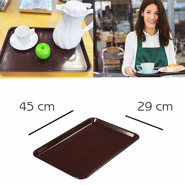 Charola Rectangular Café, Fibra De Vidrio 29x45 Cm. Serazu 1 pieza