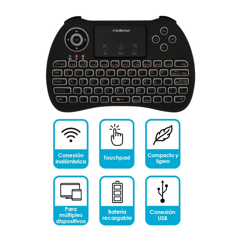 Teclado Inalámbrico Touchpad para Smart Tv y Consolas Redlmon