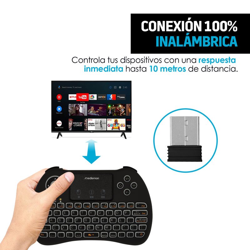 Teclado Inalámbrico Touchpad para Smart Tv y Consolas Redlmon