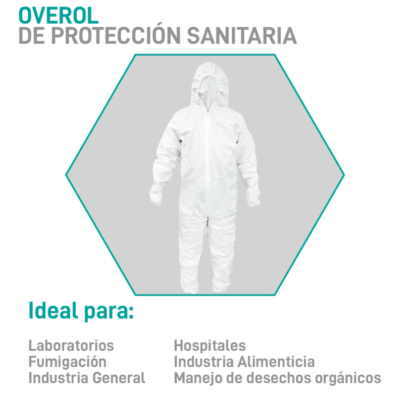 Overol Desechable Color Blanco, SUDKENY PHARMA (10 piezas)