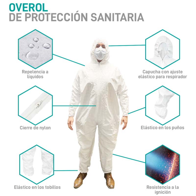 Overol Desechable Color Blanco, SUDKENY PHARMA (10 piezas)