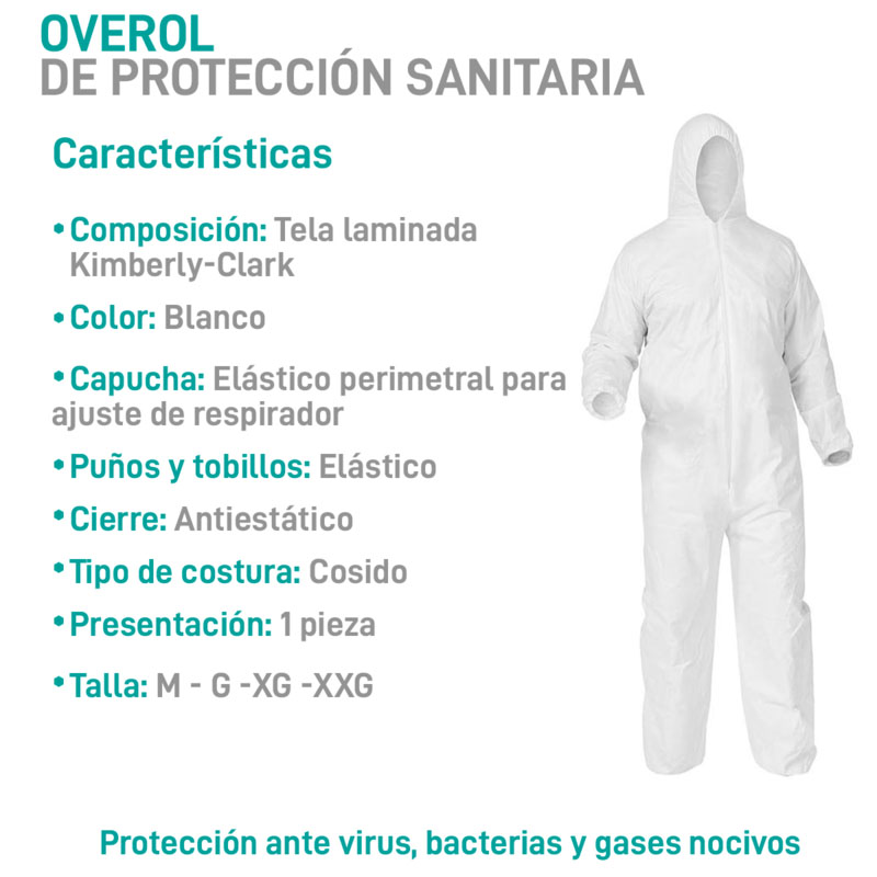 Overol Desechable Color Blanco, SUDKENY PHARMA (10 piezas)