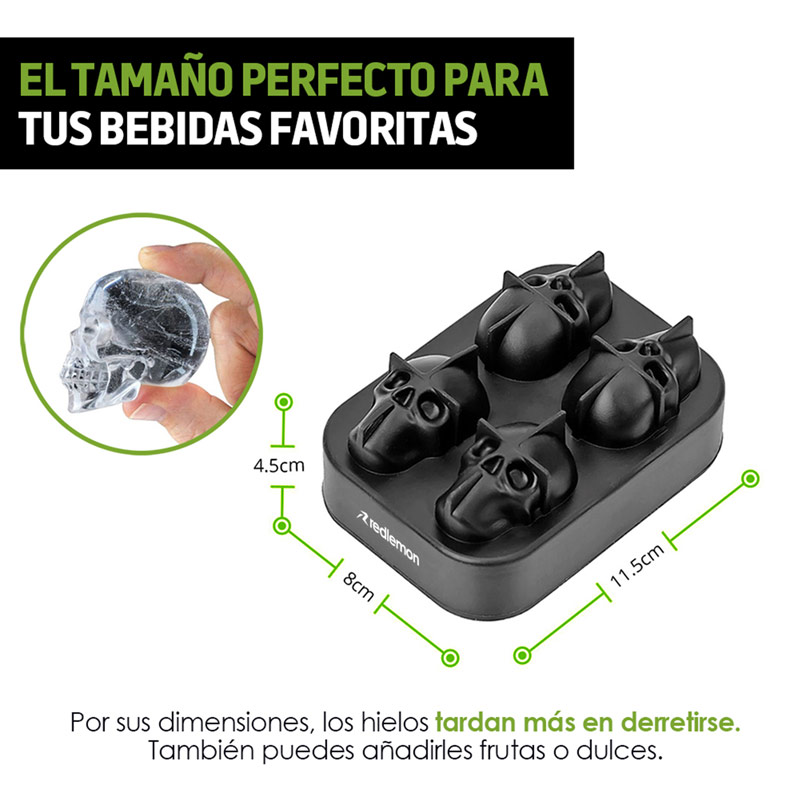 Molde Para Hielos De Silicón En Forma de Calavera Redlemon