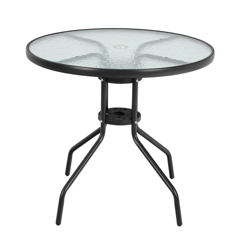 Desayunador de Exterior, Set de Mesa, Sillas y Sombrilla Negro