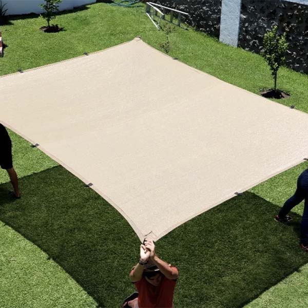 Malla Sombra 5x6 Metros 90% Beige Con Jaladeras