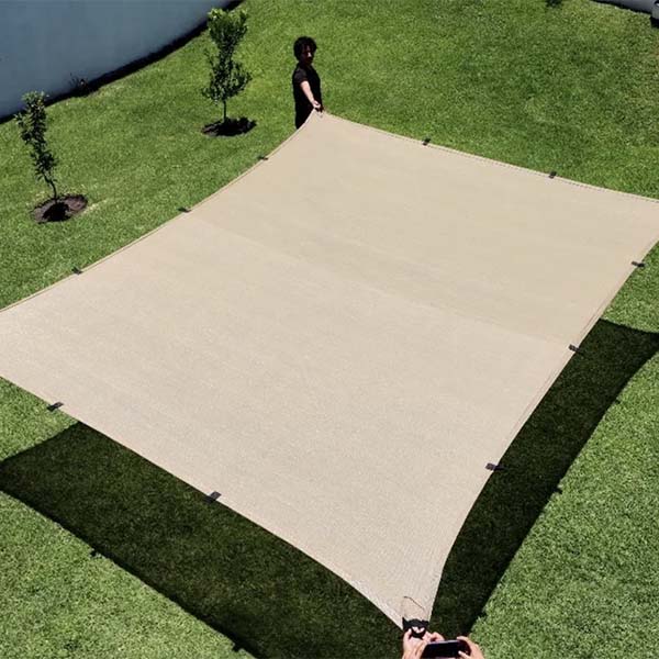 Malla Sombra 5x7 Metros 90% Beige Con Jaladeras