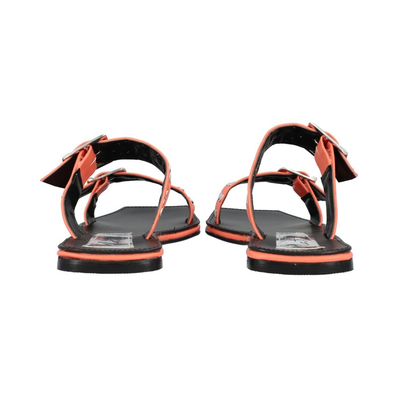 Sandalia Punta Cuadrada De Mujer Color Chabacano Con Estoperoles