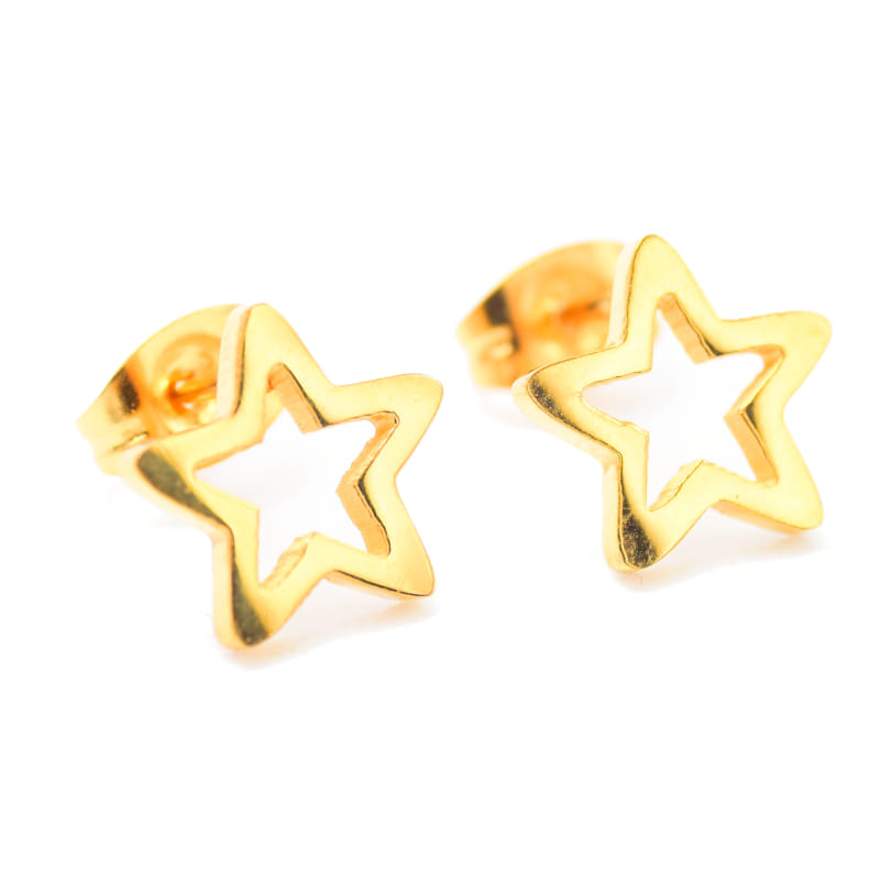 Joya Aretes Broquel De Estrella P Dama O Niña Acero