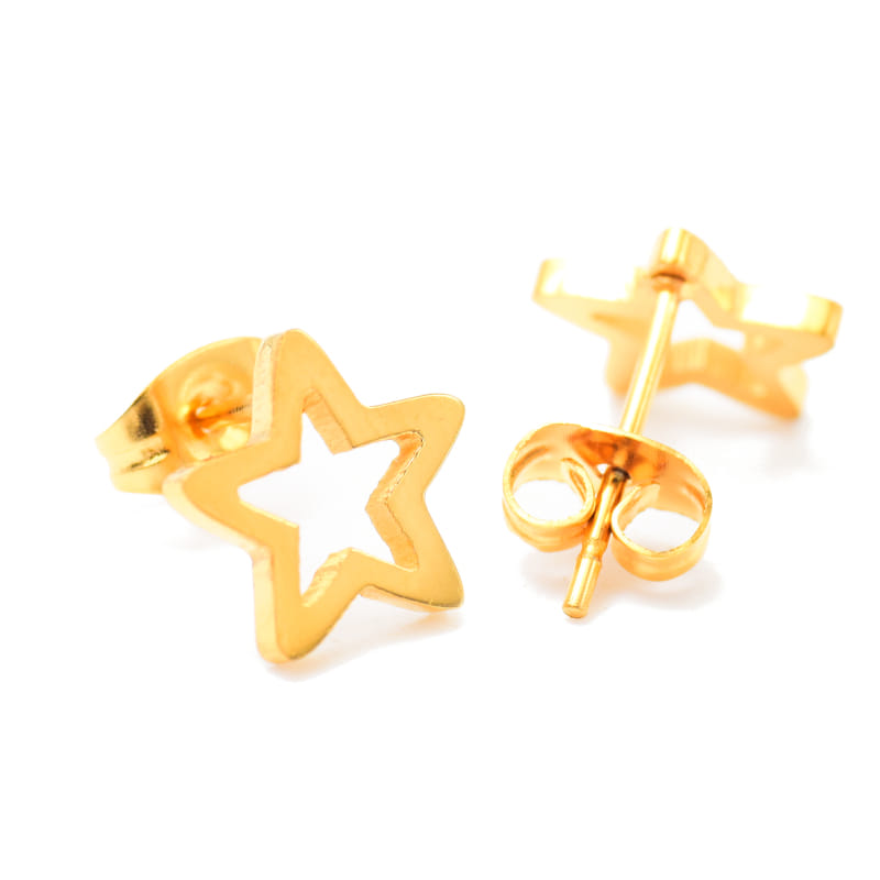 Joya Aretes Broquel De Estrella P Dama O Niña Acero