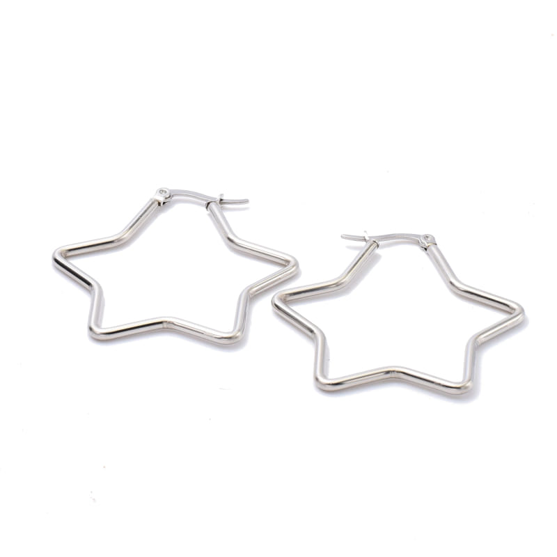 Joya Arracadas Forma De Estrella Acero Plateado Quirurgico