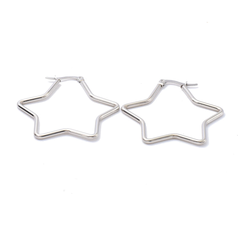 Joya Arracadas Forma De Estrella Acero Plateado Quirurgico