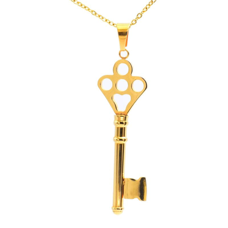 Joya Cadena Y Dije Forma De Llave Dorada Acero