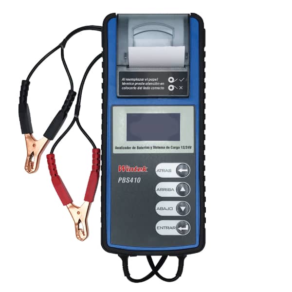 Probador de Baterías 12 Y 24 Volts y Sistema de Carga con impresora Wintek PBS410 			