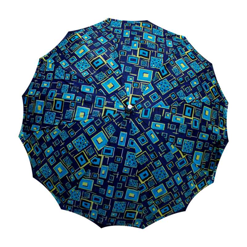 Sombrilla Paraguas Bastón Estampad Cuadros Doble Tela Mango Plástico Curvo