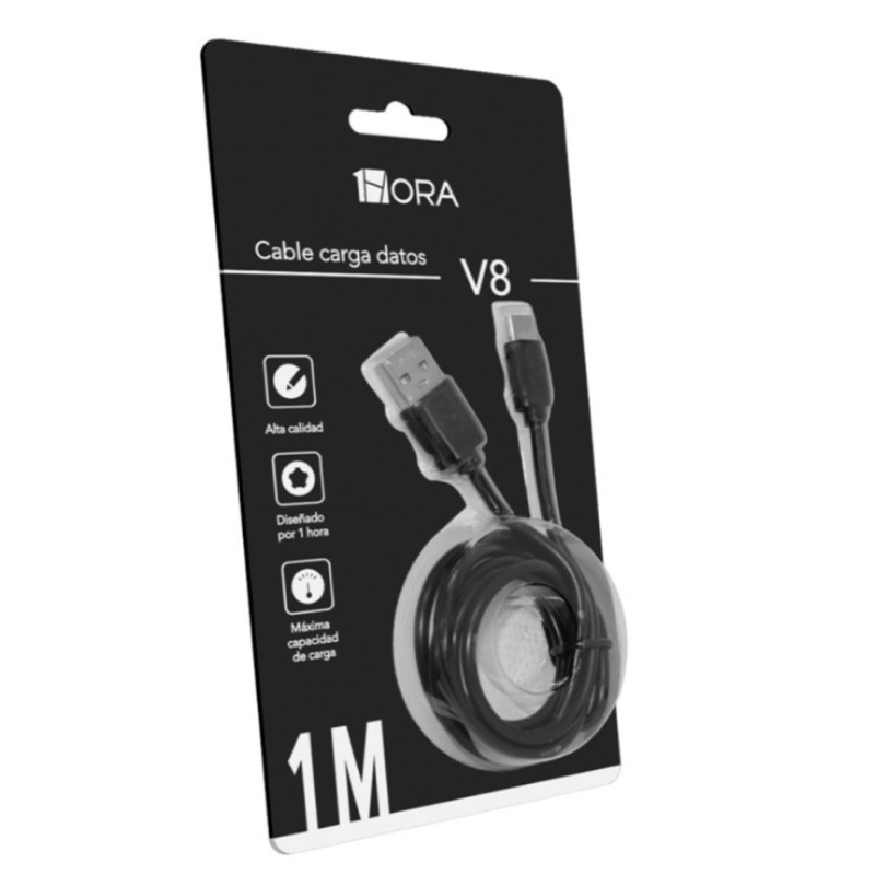 Pack 10 Piezas Cable Micro Usb V8 2.1 Amperes Datos Carga Rápida En Blister 1HORA