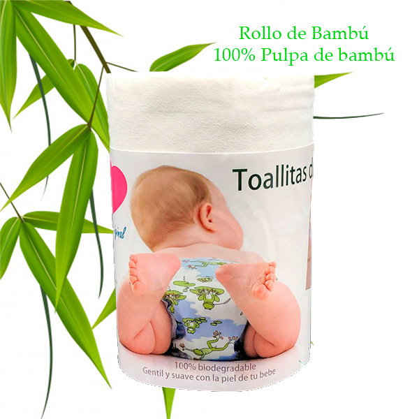 Rollo de Papel bambú 100 Hojas para Pañal Ecológico de Tela Ecobaby Original
