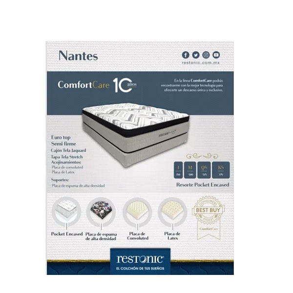 Colchón Restonic Individual Nantes Resortes Independientes