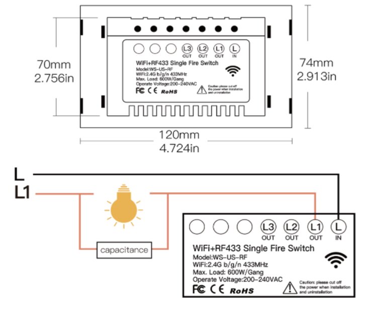 Apagador- Interruptor  Inteligente Wifi  Funciona Alexa - Google Home, No neutral Requerido MOES