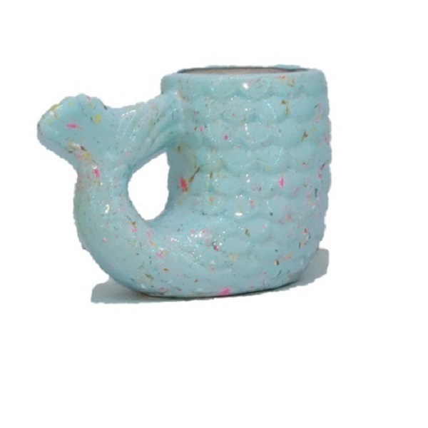 Taza en forma de sirena azul