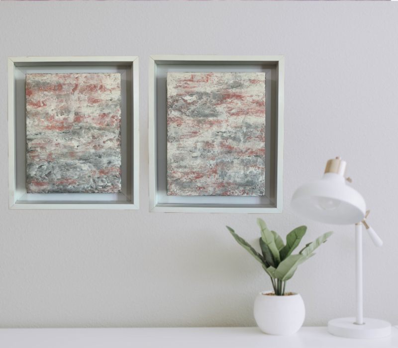 2 cuadros decorativos c/marco encaustica fria original 52x42