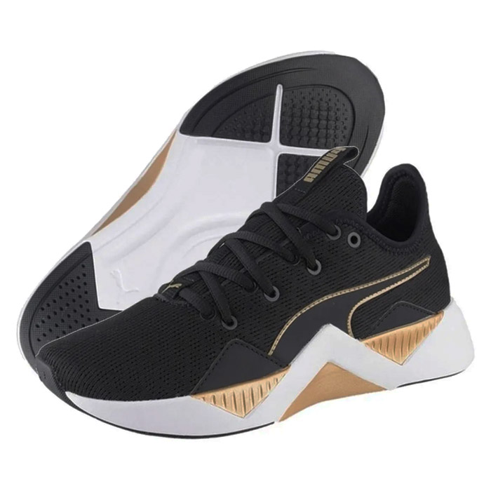 Tenis Puma Mujer Incite Metallic Textil Negro Dorado 19384101