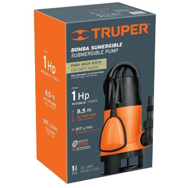 BOMBA SUMERGIBLE PARA AGUA SUCIA 1 Hp TRUPER
