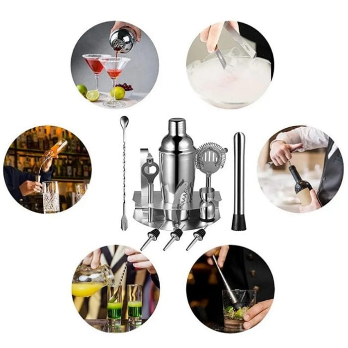 Kit De 12 Piezas Barman Para Cocteles De Acero Inoxidable.