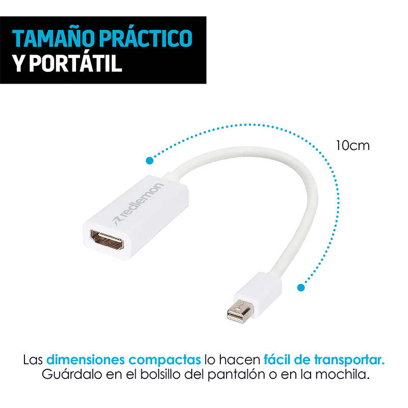 Adaptador Mini DisplayPort Thunderbolt a HDMI Mac Windows Redlemon
