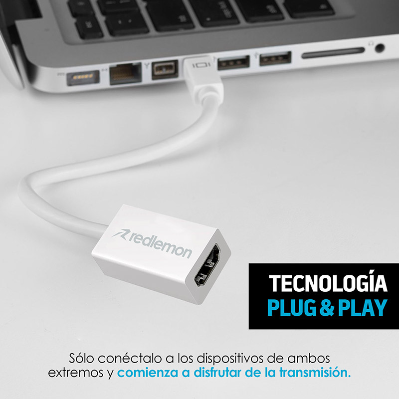 Adaptador Mini DisplayPort Thunderbolt a HDMI Mac Windows Redlemon