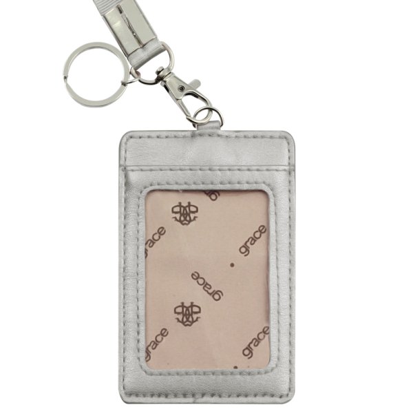 Porta Gafete Credencial Lanyard Textura Metalica