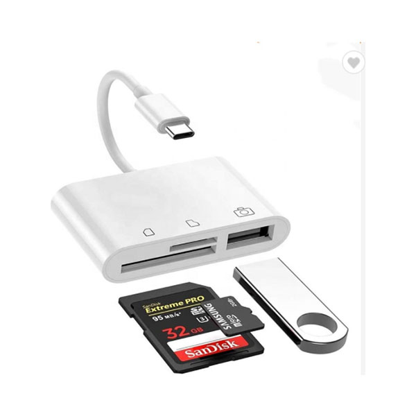 Adaptador USB-C para leer dispositivos USB, SD Y MICRO SD Compatible con MACBOOK, IPAD PRO y celulares con entrada C