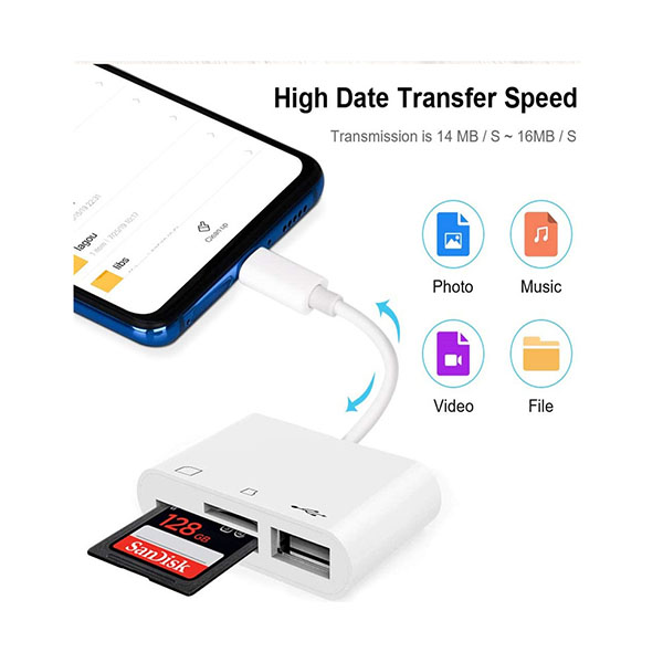 Adaptador USB-C para leer dispositivos USB, SD Y MICRO SD Compatible con MACBOOK, IPAD PRO y celulares con entrada C