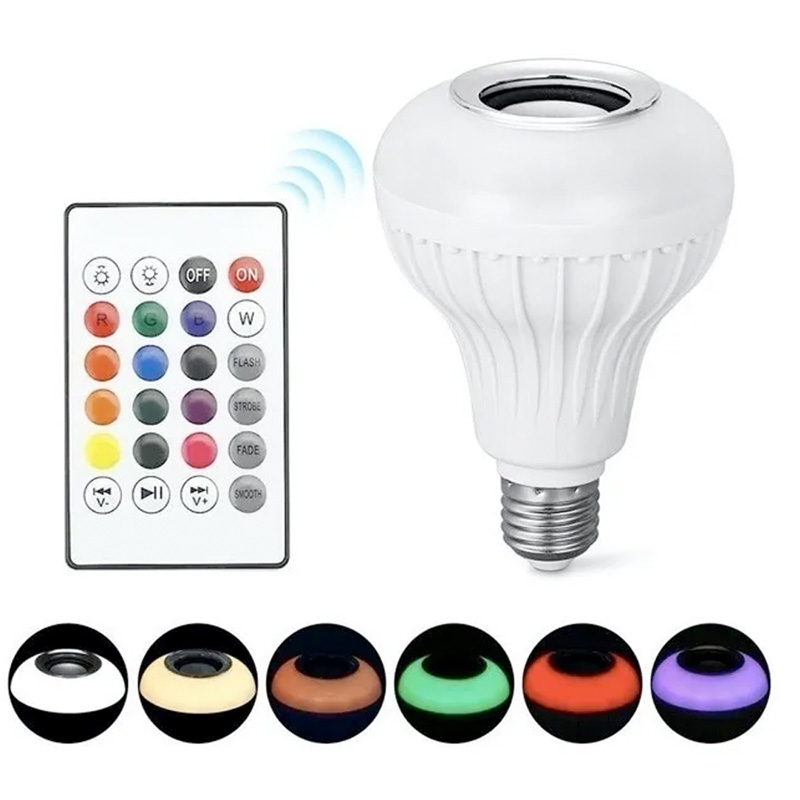 Foco Bocina Led 12w Multicolor Rgb Bluetooth Control Remoto