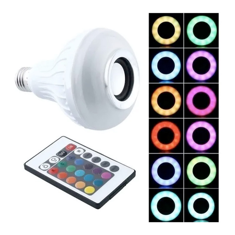 Foco Bocina Led 12w Multicolor Rgb Bluetooth Control Remoto