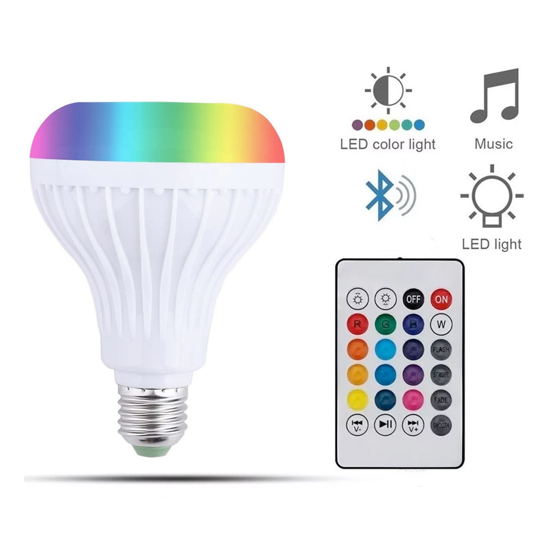 Foco Bocina Led 12w Multicolor Rgb Bluetooth Control Remoto