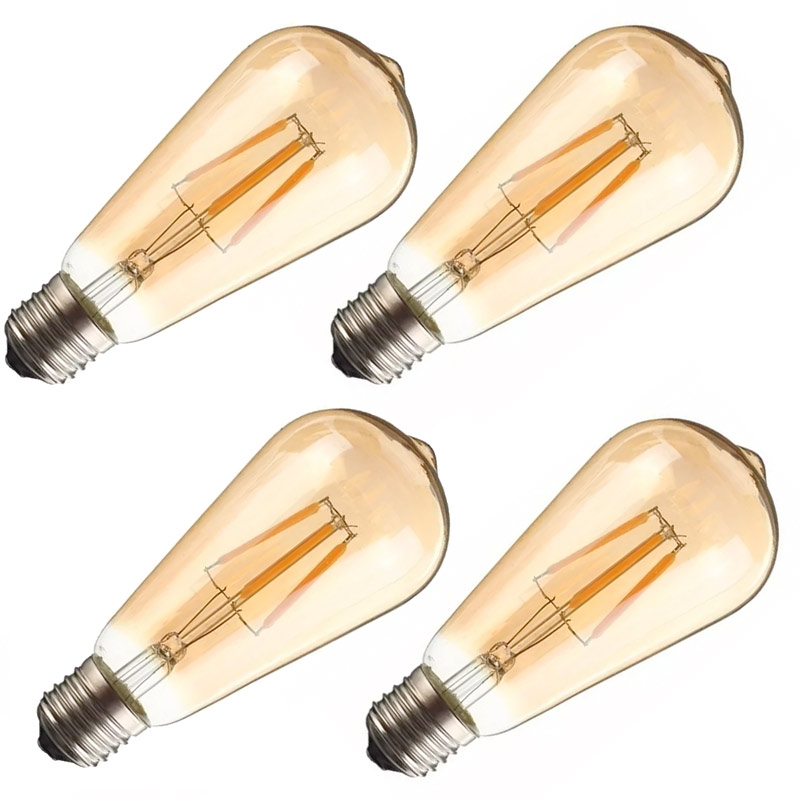 4 Foco Edison Vintage Bulbo Led St64 Dimeable / Atenuable