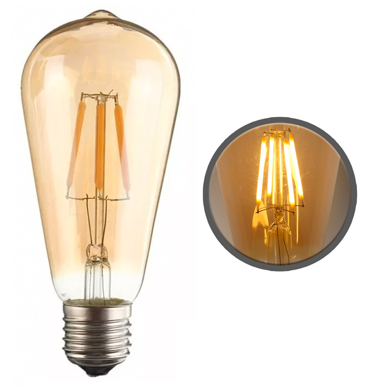4 Foco Edison Vintage Bulbo Led St64 Dimeable / Atenuable
