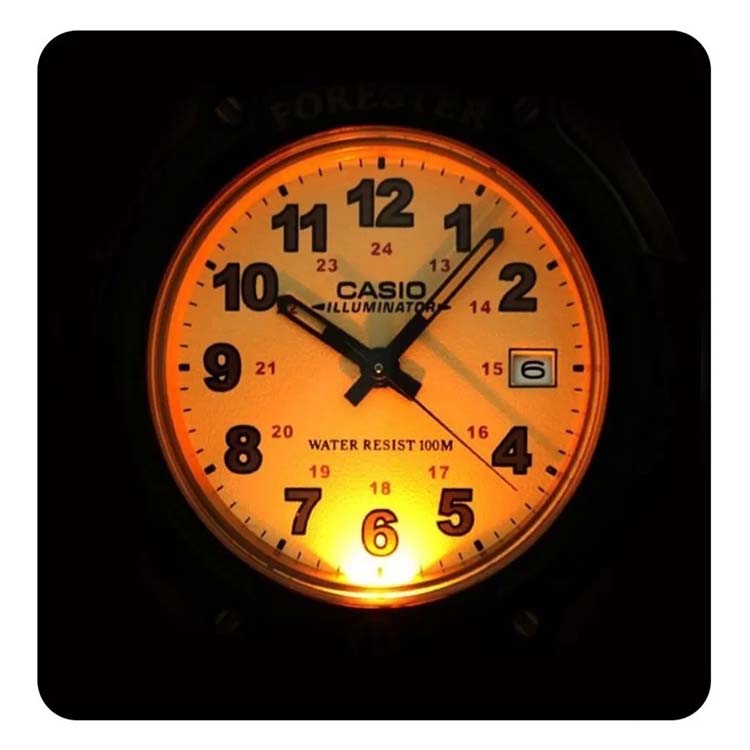 Reloj Casio Forester Ft500 Extensible Lona Con Fechador color café 