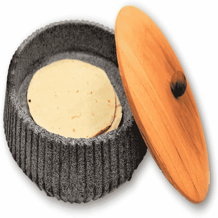 Tortillero Tlachichi - Artesanal con piedra volcánica, con tapa de madera el toque elegante perfecto, 21 cm de diámetro por 8 de Alto. Artesanías Mexicanas de Piedra de Molcajete