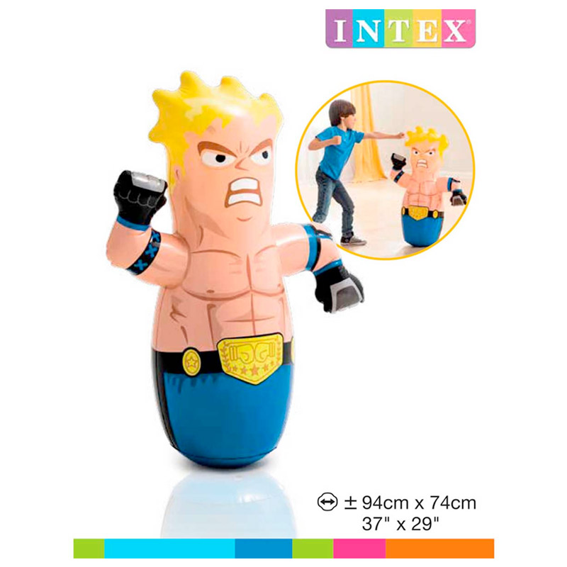 Muñeco Inflable Punching Bag Boxeador 91 X 51cm Intex Multicolor