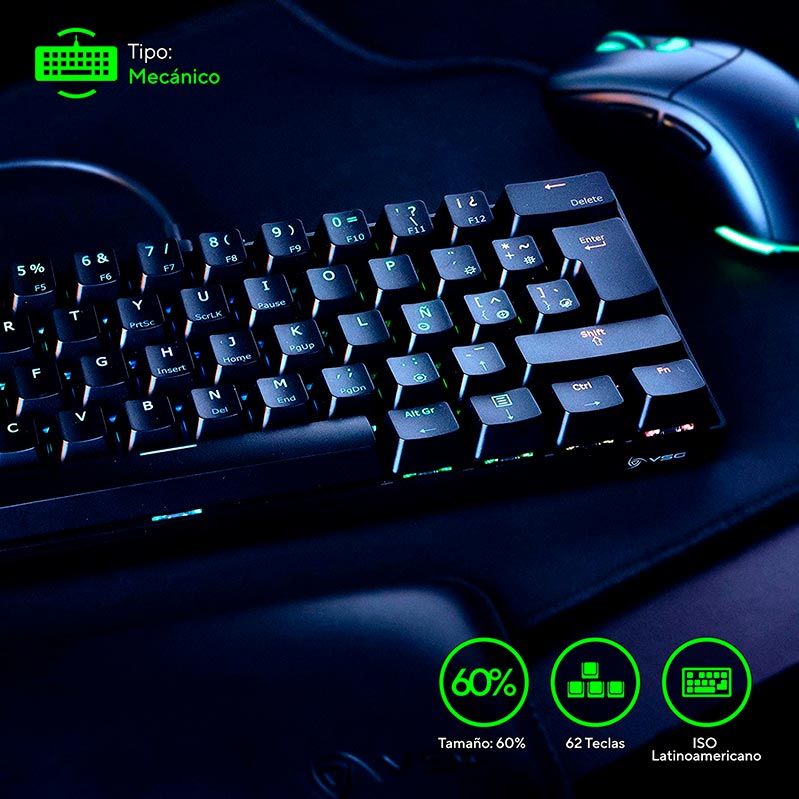Teclado Vsg Mecanico Gamer Mintaka Black Switch Azul