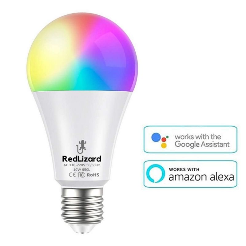 Foco Inteligente Redlizard Colores RGB 10 Watts Compatible con Alexa y Google 