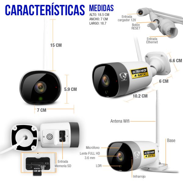 Cámara Wifi Ip Ultra Hd 4mpx Nube Exterior Seguridad Alerta 32GB