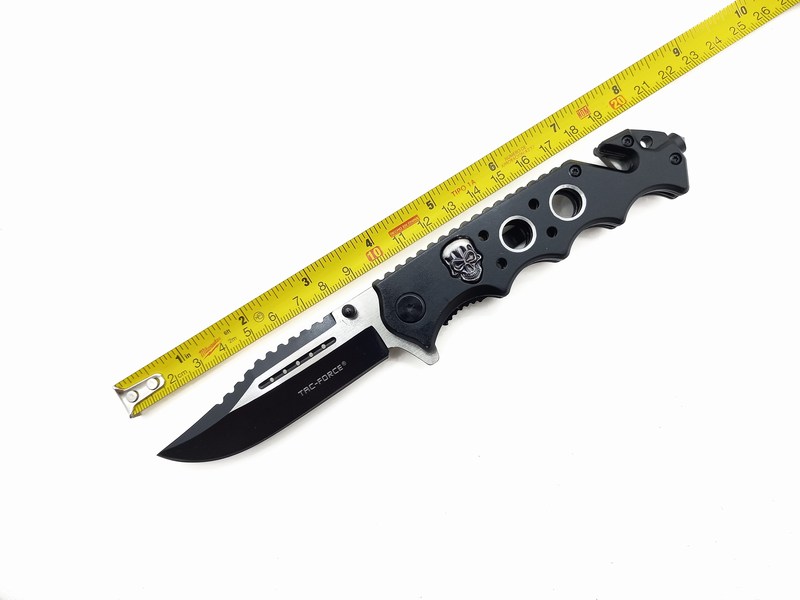Navaja Cuchillo Tactico Militar Calavera Tac Force 809 Color Negro