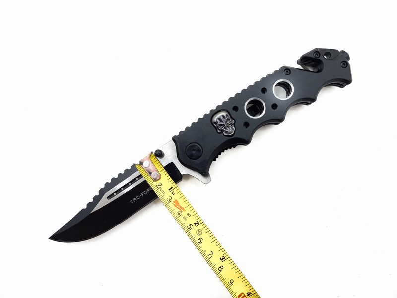 Navaja Cuchillo Tactico Militar Calavera Tac Force 809 Color Negro