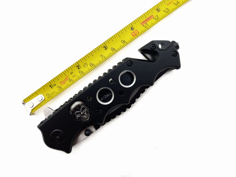 Navaja Cuchillo Tactico Militar Calavera Tac Force 809 Color Negro