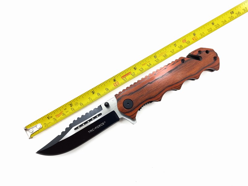 Navaja Cuchillo Tactico Militar Calavera Tac Force 809 Color Madera